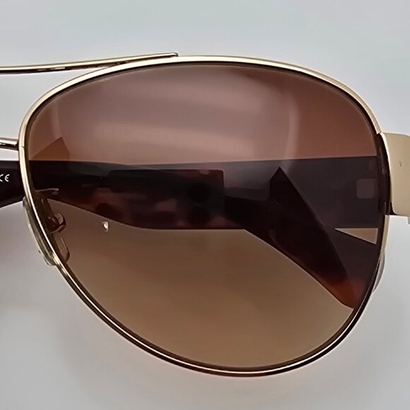 Coach HC7049 L944 Olivia Gold Tortoise Frame Brown Gradient Aviator Sunglasses - Picture 14 of 15